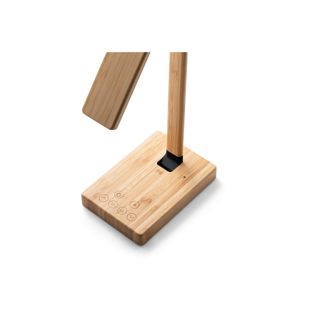 Luminária em bambu com carregador por indução (wireless) super-rápido 15W