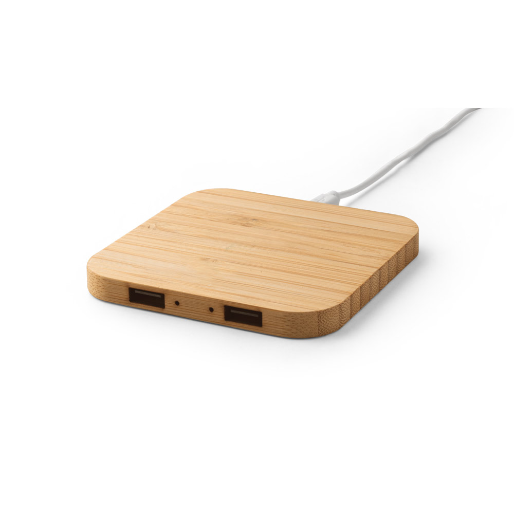 Carregador wireless super-rápido em bambu 15 W