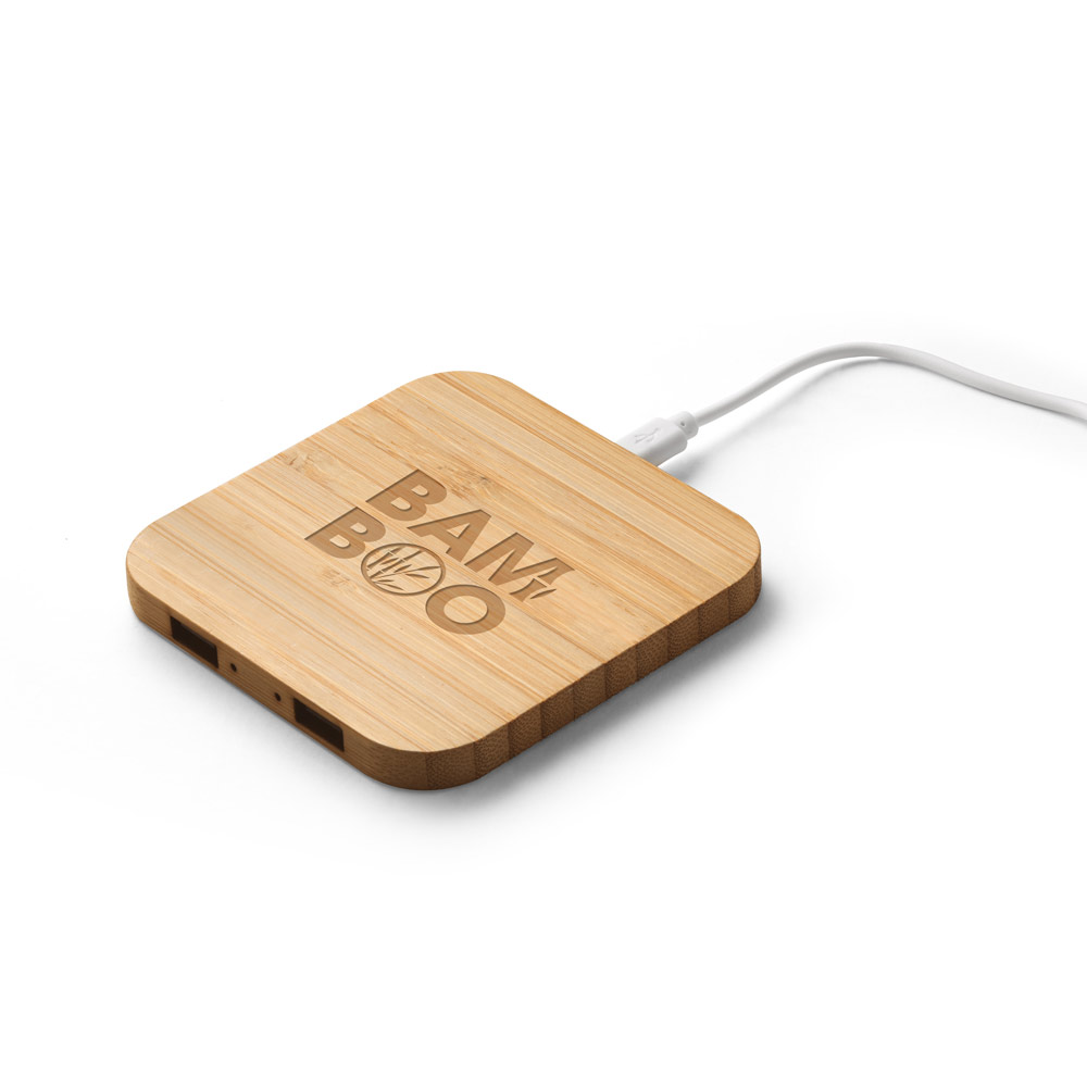 Carregador wireless super-rápido em bambu 15 W