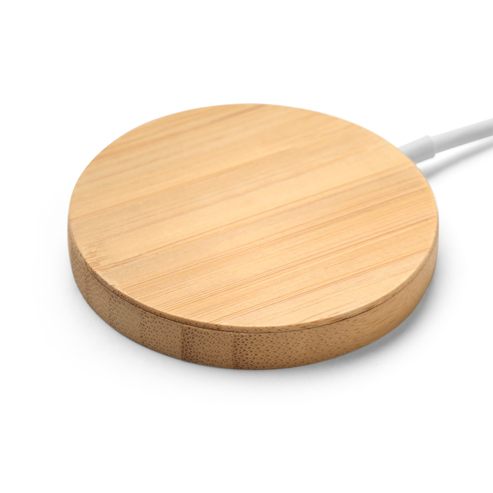 Carregador magnético wireless super-rápido em bambu 15 W