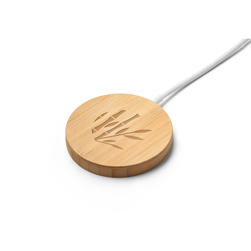 Carregador magnético wireless super-rápido em bambu 15 W