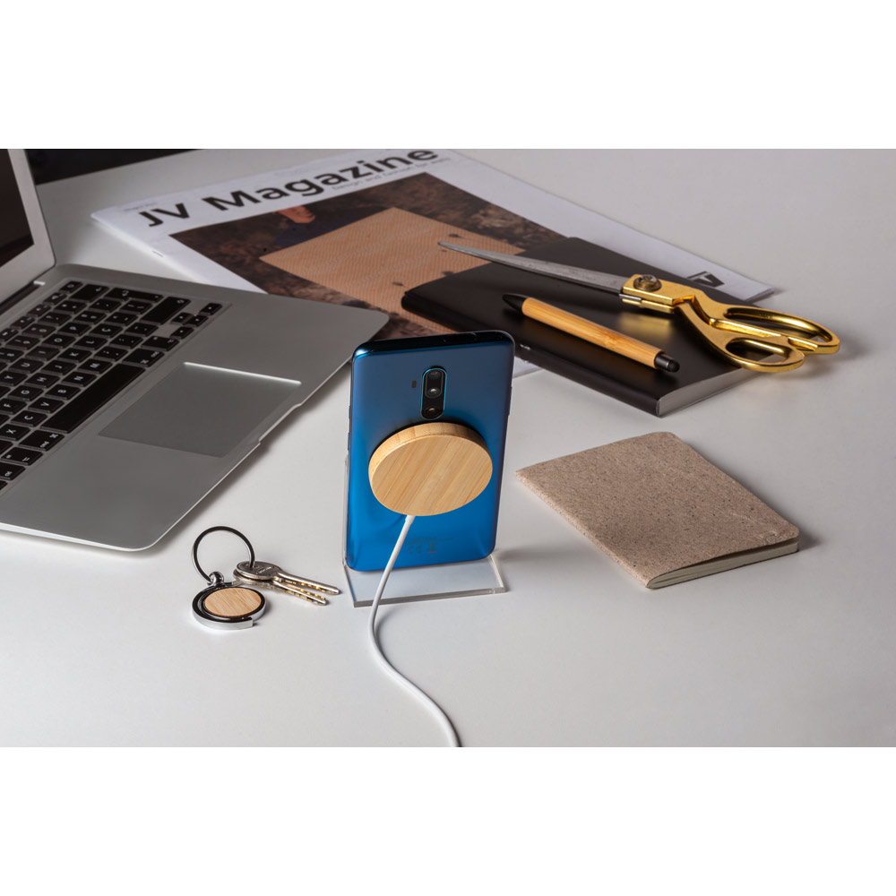 Carregador magnético wireless super-rápido em bambu 15 W