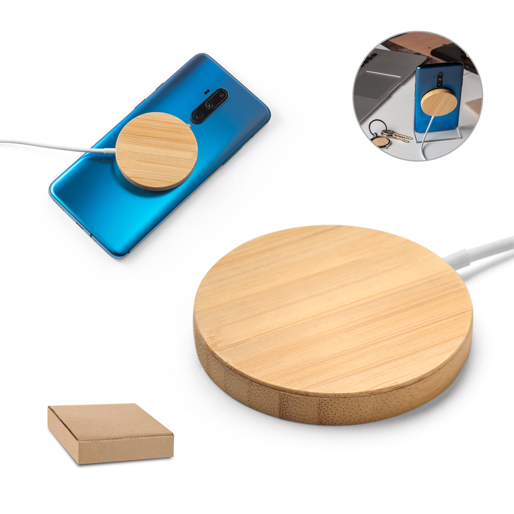 Carregador magnético wireless super-rápido em bambu 15 W