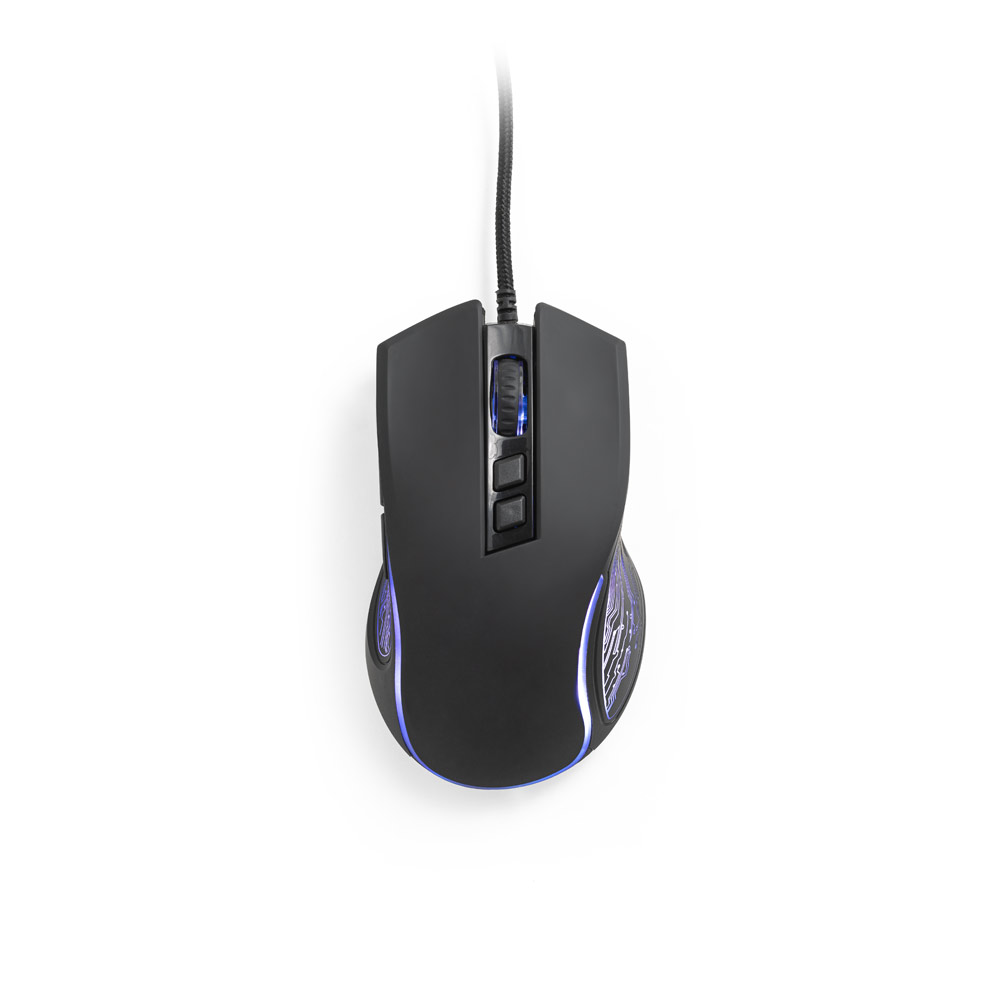 Mouse para jogos em ABS com acabamento em borracha