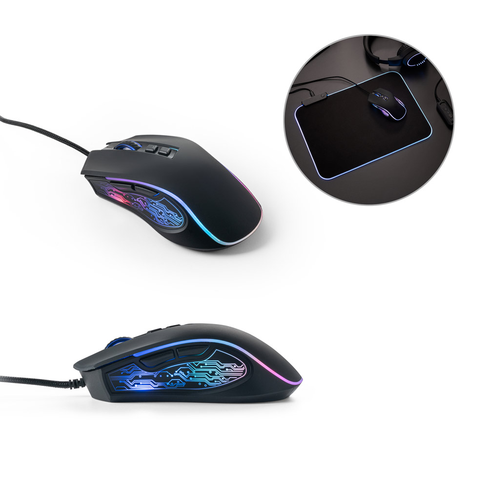 Mouse para jogos em ABS com acabamento em borracha