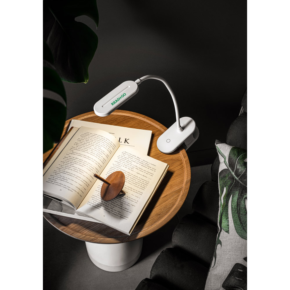 Luminária de mesa portátil em ABS 65% reciclado com 140 lumen
