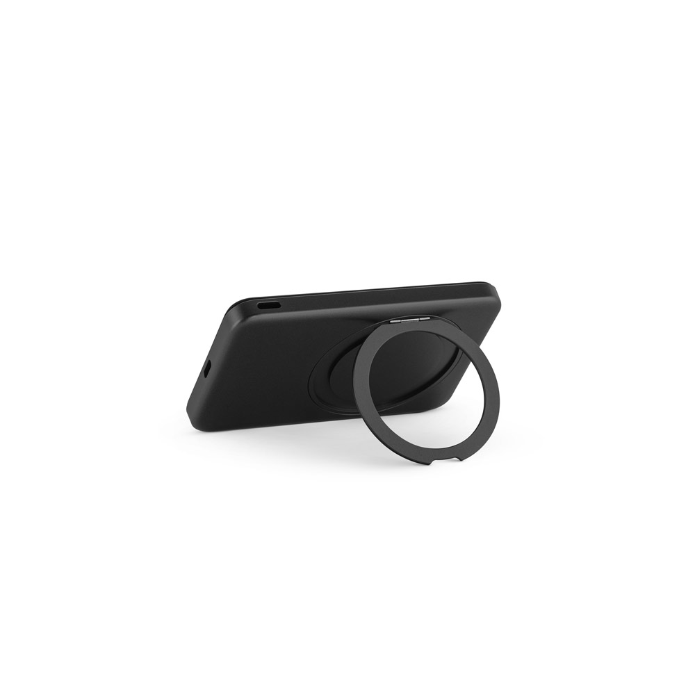 Bateria portátil magnética em ABS 100% reciclado com suporte, carregador por indução (wireless) super-rápido 15W e capacidade de 5'000 mAh