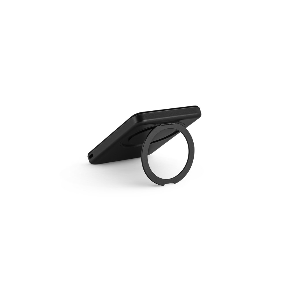 Bateria portátil magnética em ABS 100% reciclado com suporte, carregador por indução (wireless) super-rápido 15W e capacidade de 5'000 mAh