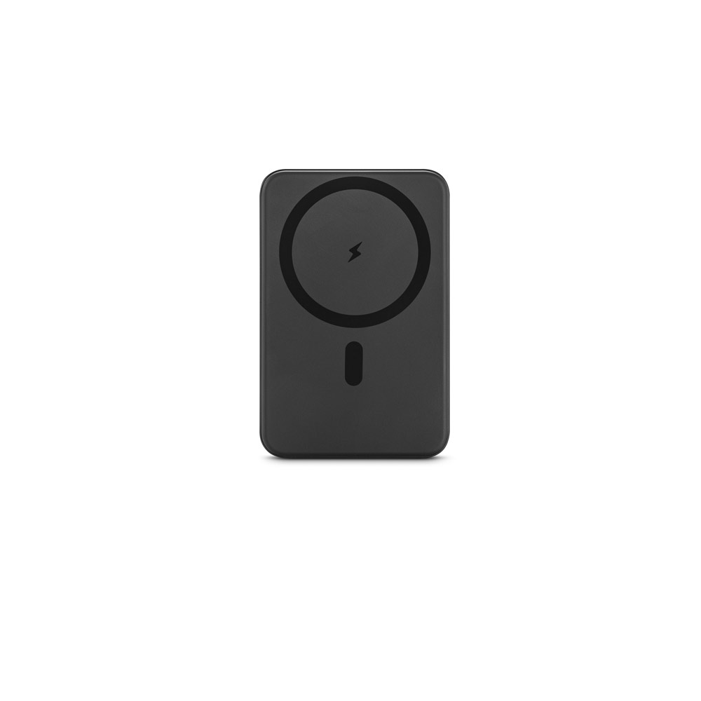Bateria portátil magnética em ABS 100% reciclado com suporte, carregador por indução (wireless) super-rápido 15W e capacidade de 10'000 mAh