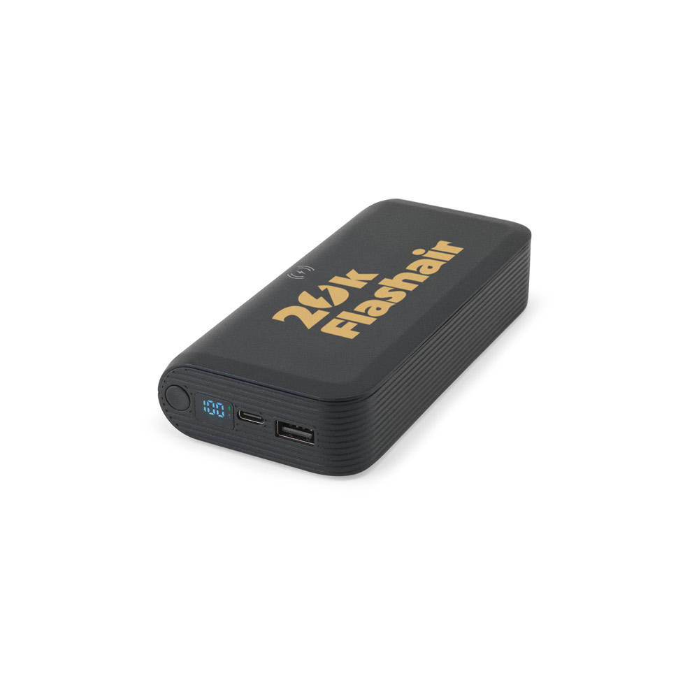 Bateria portátil com carregador por indução super-rápido (20'000 mAh), em ABS 100% reciclado