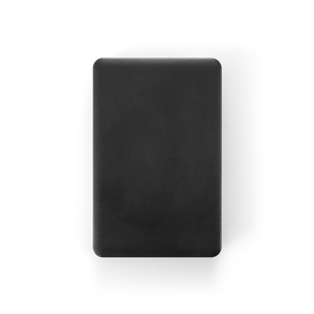 Bateria portátil em ABS 100% reciclado, com cabo integrado e capacidade de 10'000 mAh