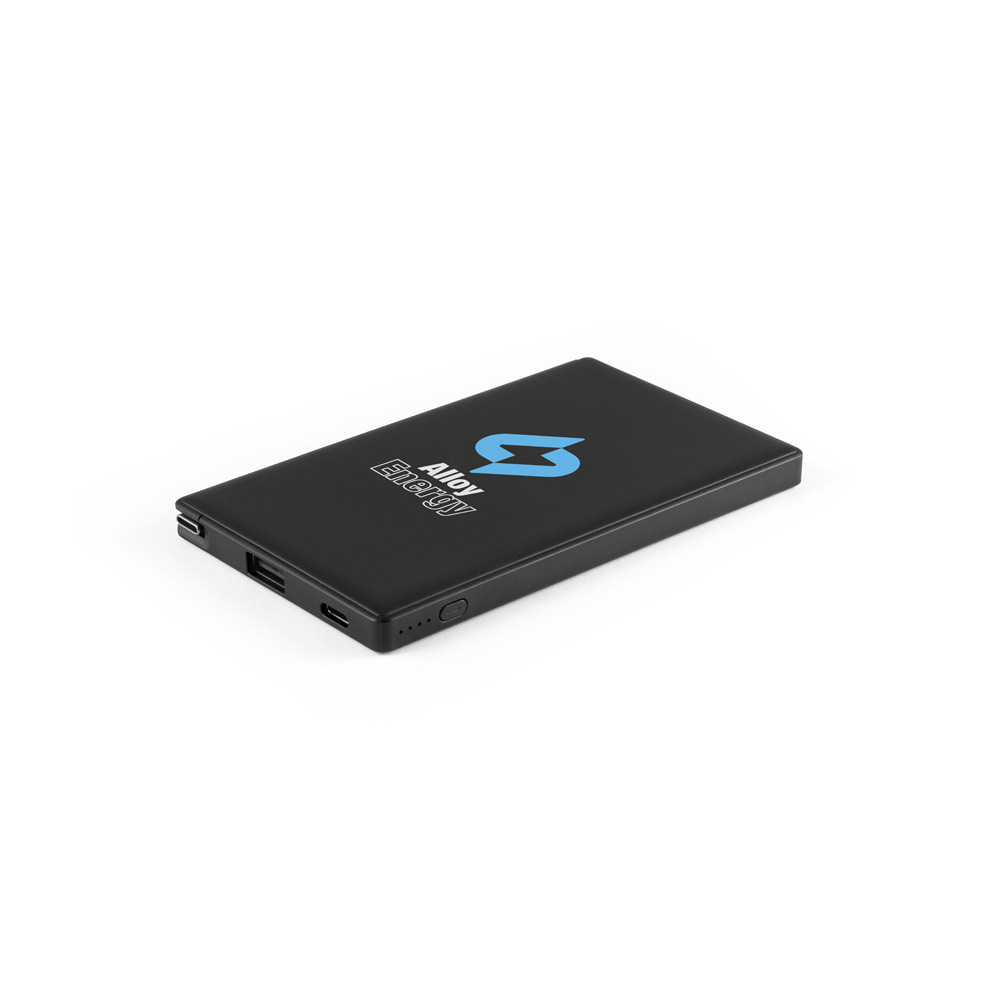 Bateria portátil em ABS 100% reciclado e bateria em lítio com capacidade de 4'000 mAh