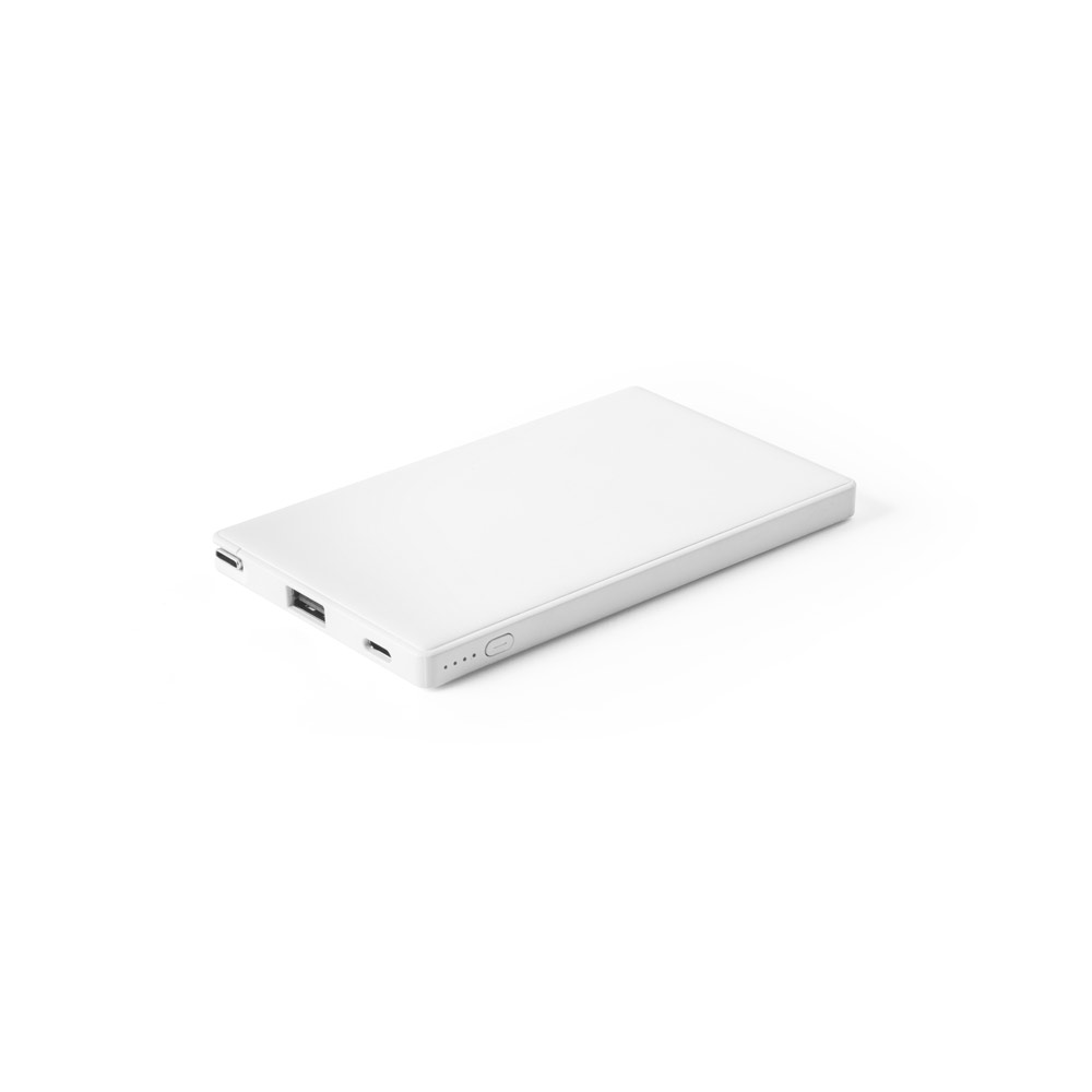 Bateria portátil em ABS 100% reciclado e bateria em lítio com capacidade de 4'000 mAh