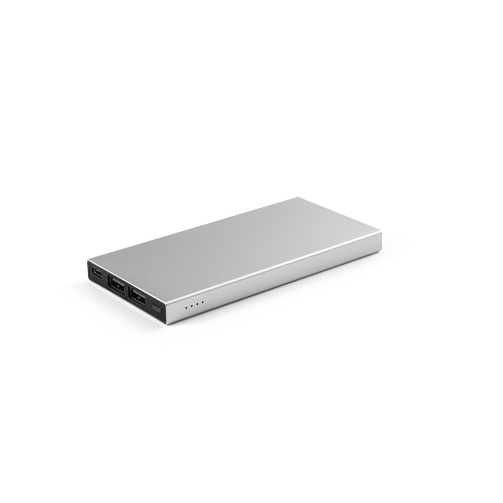 Bateria portátil em alumínio 100% reciclado e bateria em lítio com capacidade de 5'000 mAh
