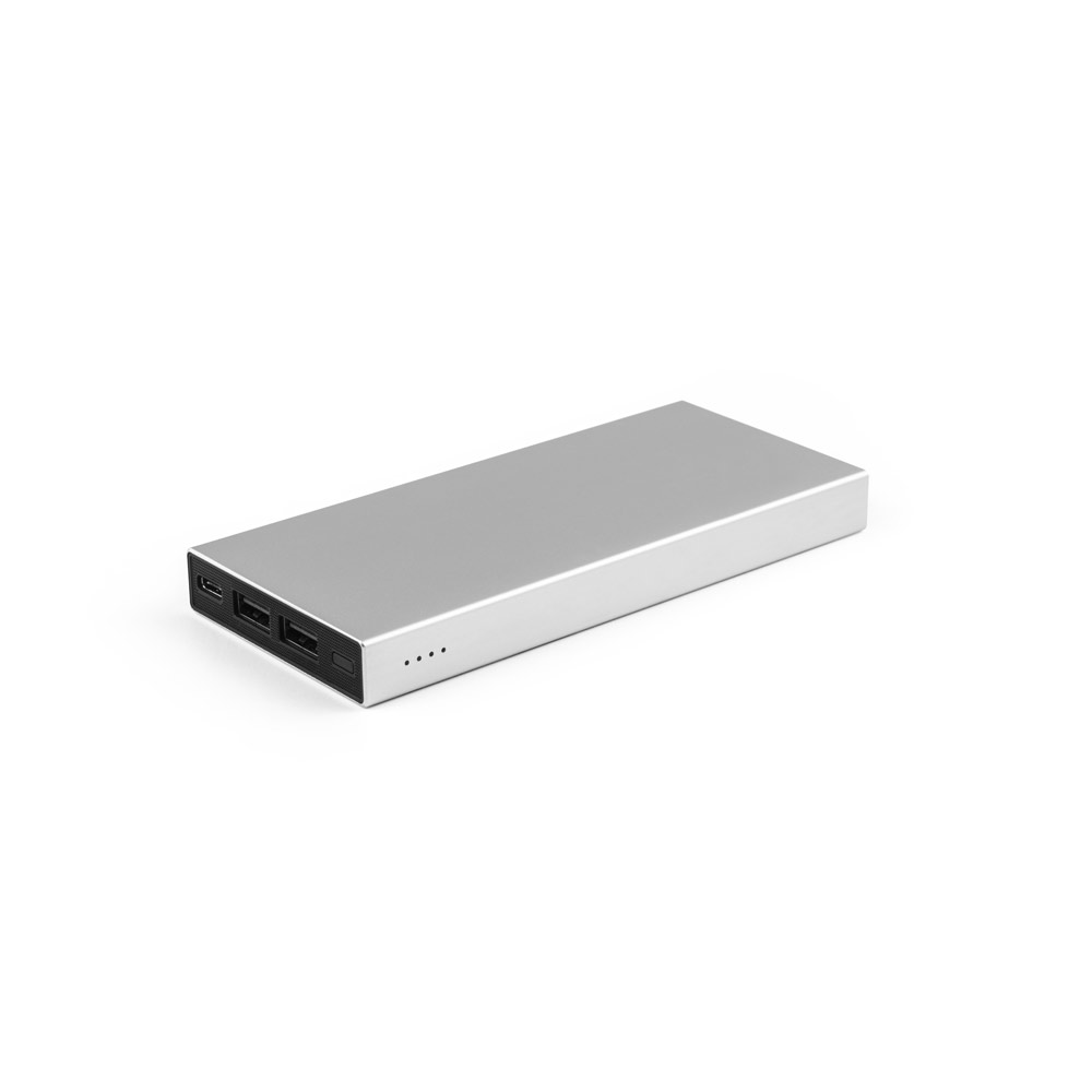 Bateria portátil em alumínio 100% reciclado e bateria em lítio com capacidade de 10'000 mAh