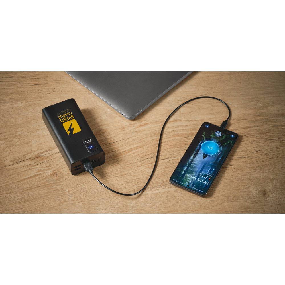 Bateria portátil em ABS 100% reciclado (30'000 mAh)