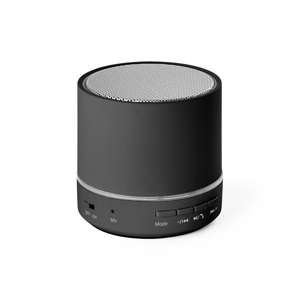 Caixa de som portátil em ABS 100% reciclado com microfone e autonomia de 4h30