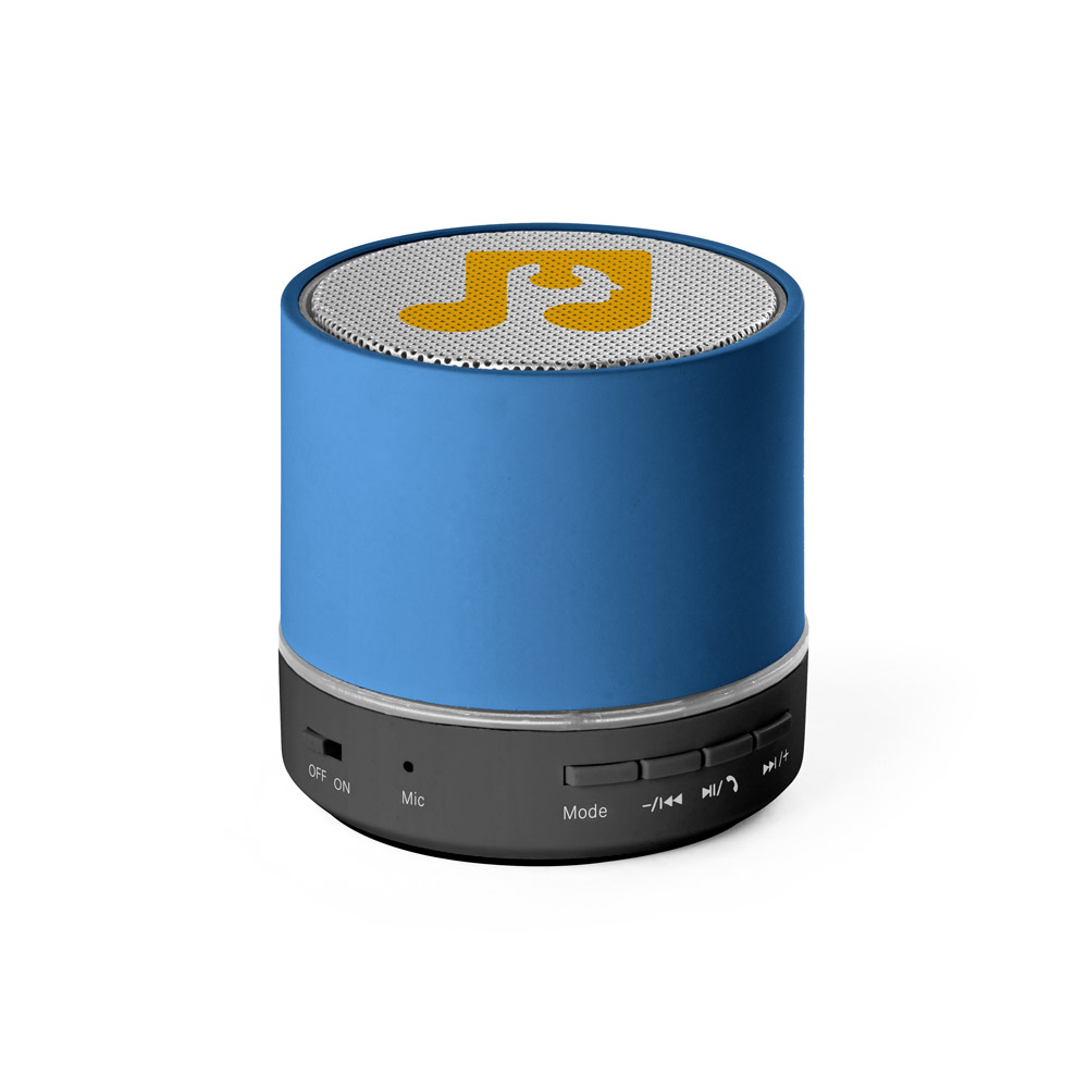 Caixa de som portátil em ABS 100% reciclado com microfone e autonomia de 4h30
