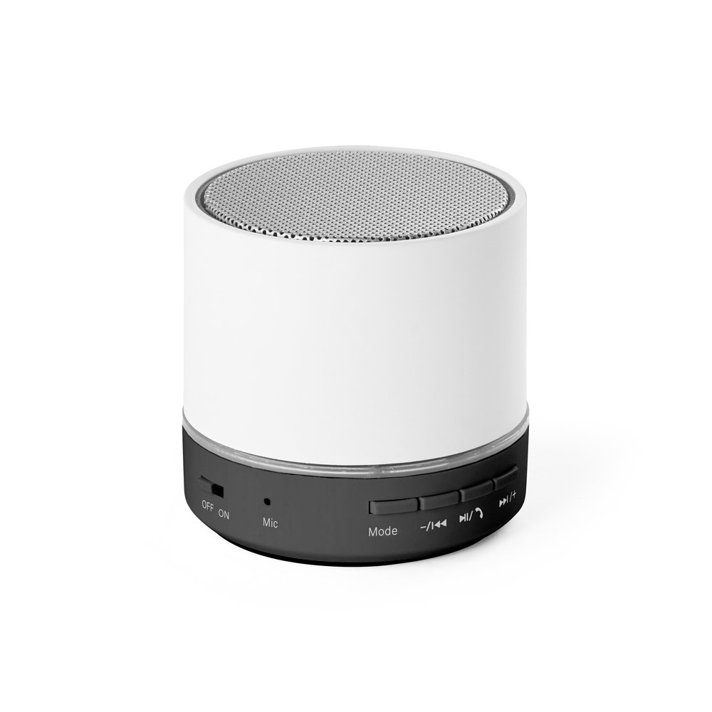 Caixa de som portátil em ABS 100% reciclado com microfone e autonomia de 4h30