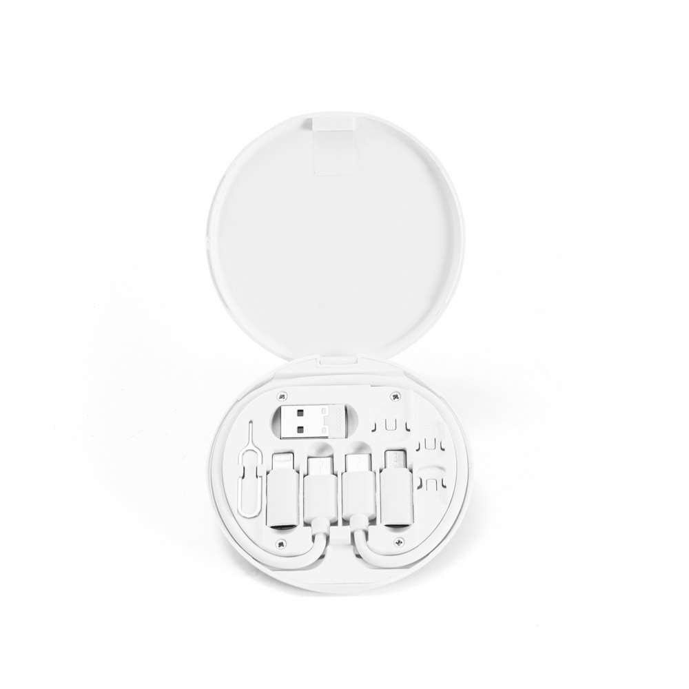 Conjunto cabo e adaptadores de carregamento super-rápido, em ABS 100% reciclado
