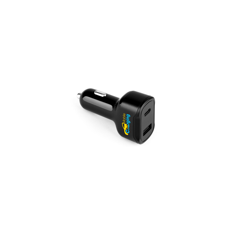 Adaptador de isqueiro com porta USB-A 18W e USB-C 20W em 100% rABS