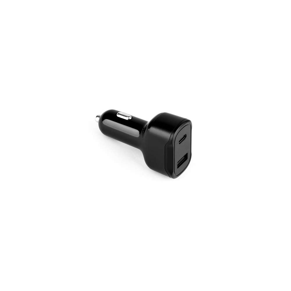 Adaptador de isqueiro com porta USB-A 18W e USB-C 20W em 100% rABS