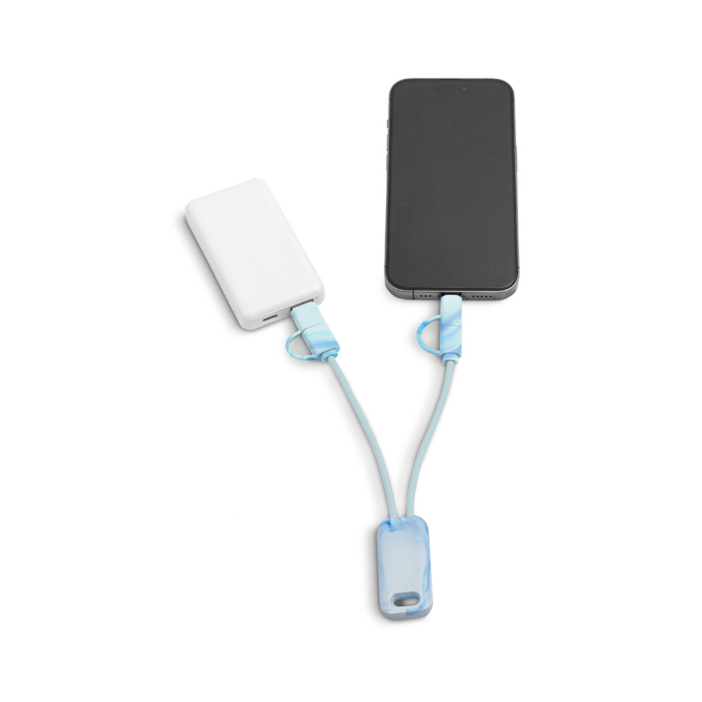 Cabo USB super-rápido 6 em 1 em PET 100% reciclado, permite a tranferência de dados