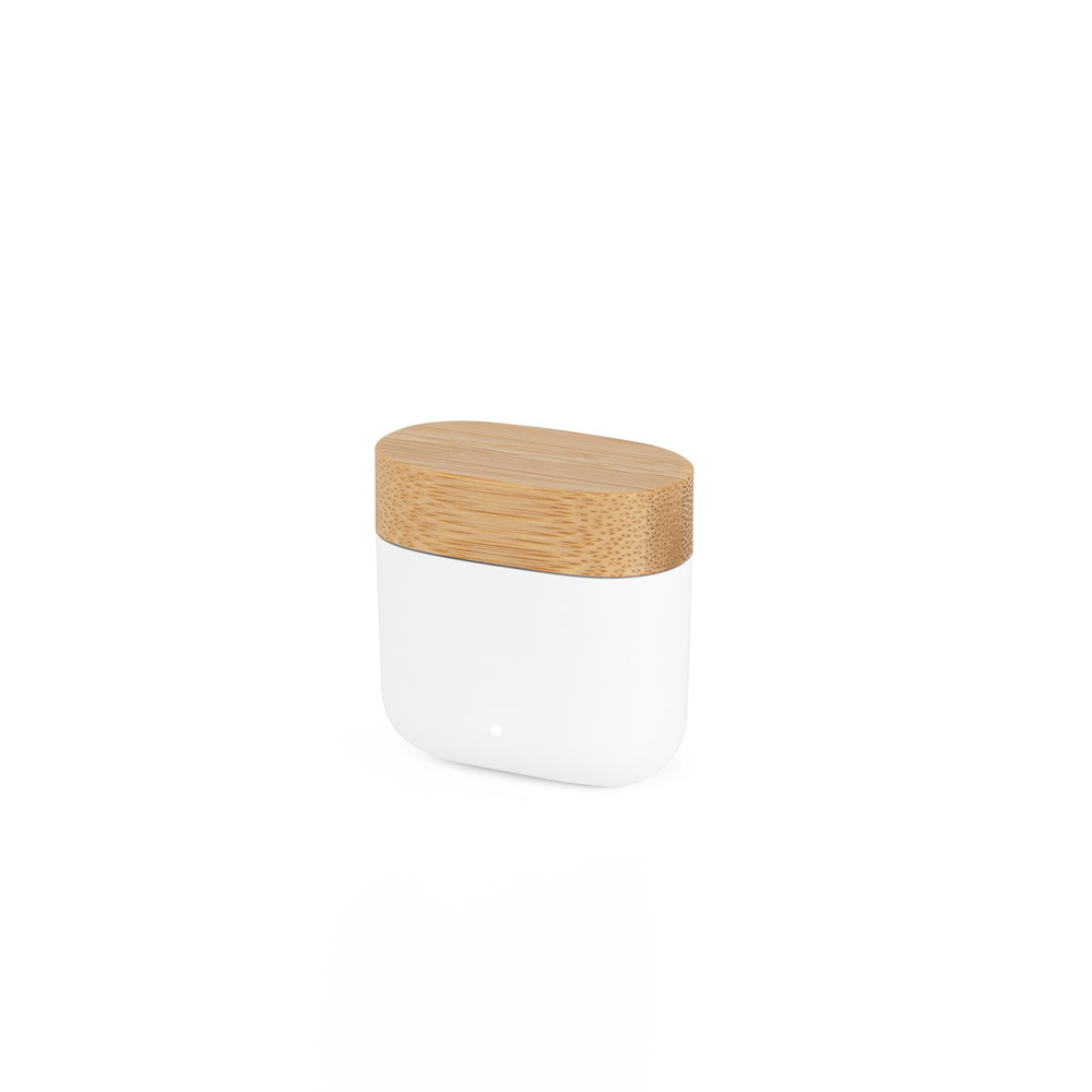 Fones de ouvido wireless em ABS 100% reciclado e bambu com autonomia de 5h