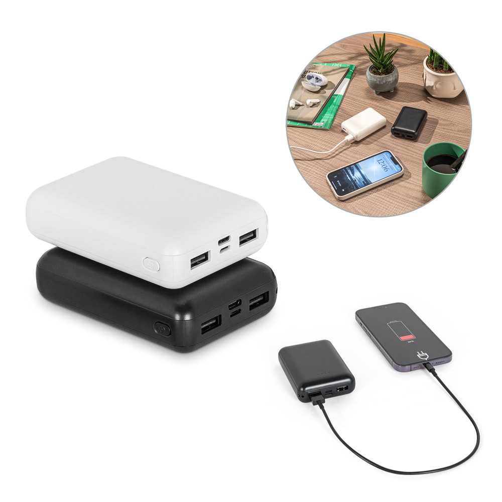 Bateria portátil em ABS 100% reciclado (10'000 mAh)