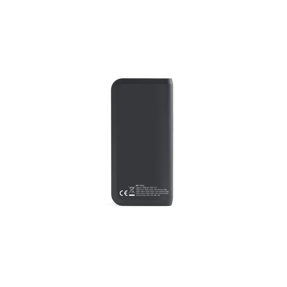 Bateria portátil com carregador por indução super-rápido (10'000 mAh), em ABS 100% reciclado