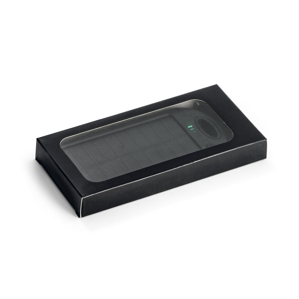 Bateria portátil solar com painel solar e LED em ABS (2'000 mAh)