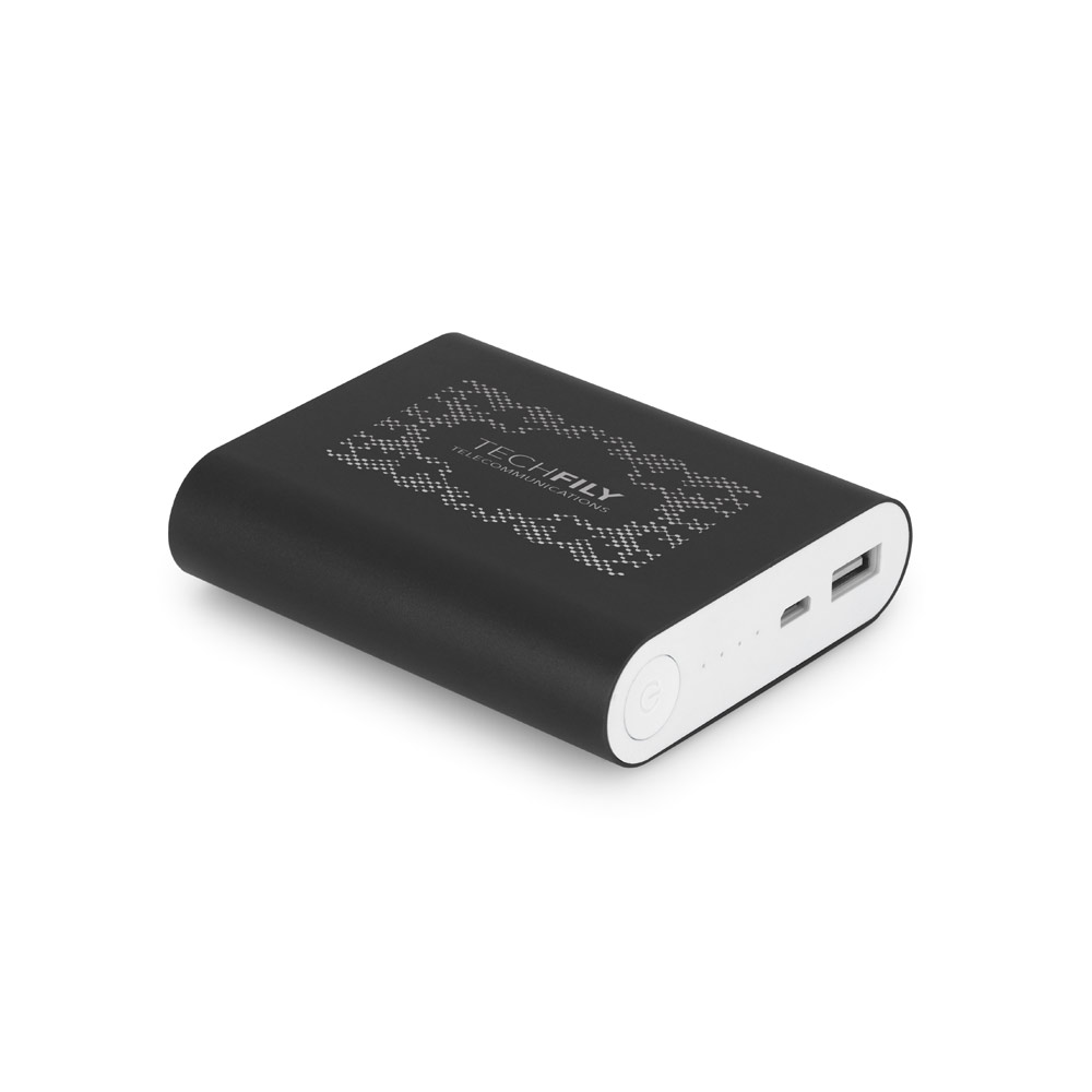 Bateria portátil em alumínio e bateria de lítio com capacidade de 8'000 mAh