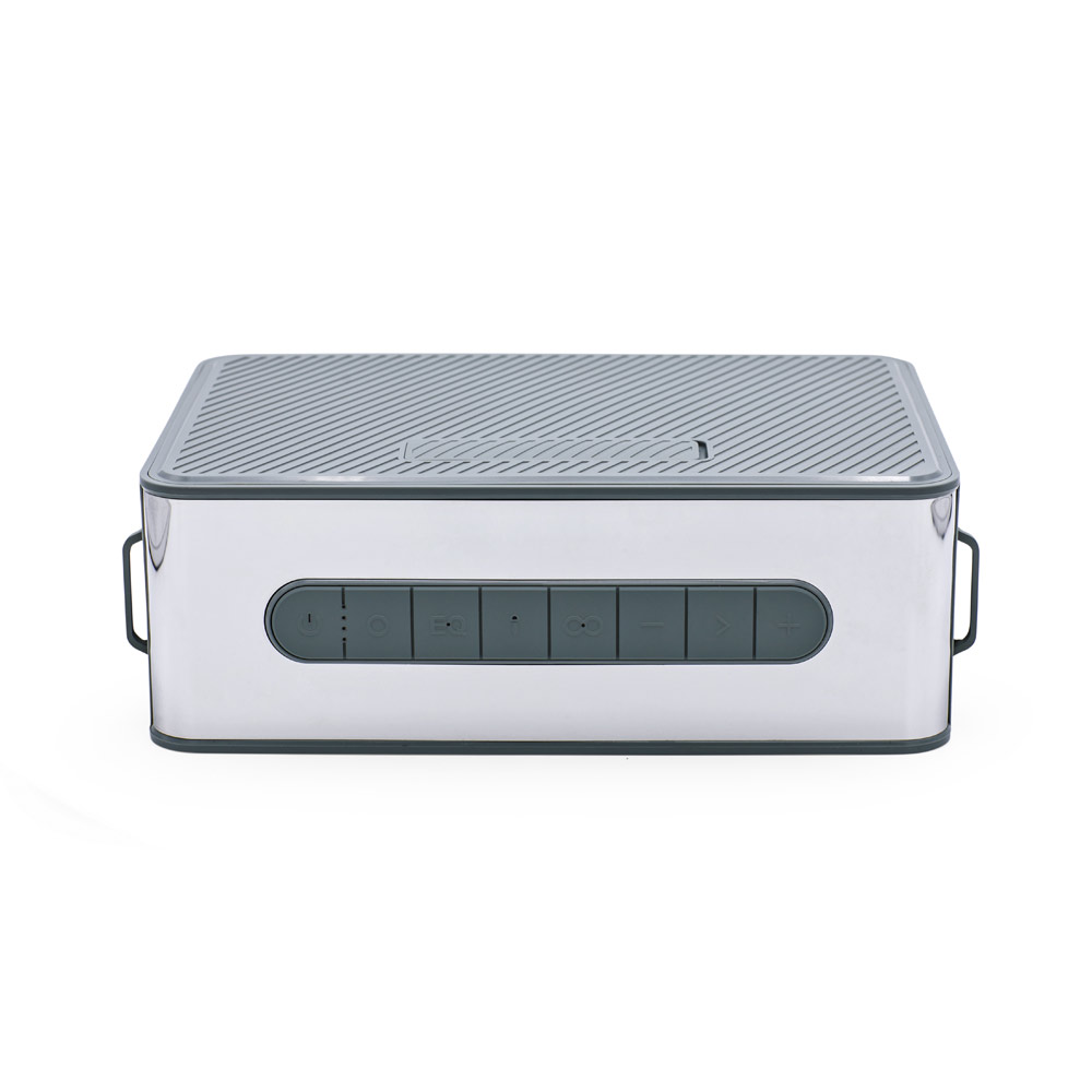 Caixa de som com microfone e autonomia de 7h (5'200 mAh), em ABS 100% reciclado