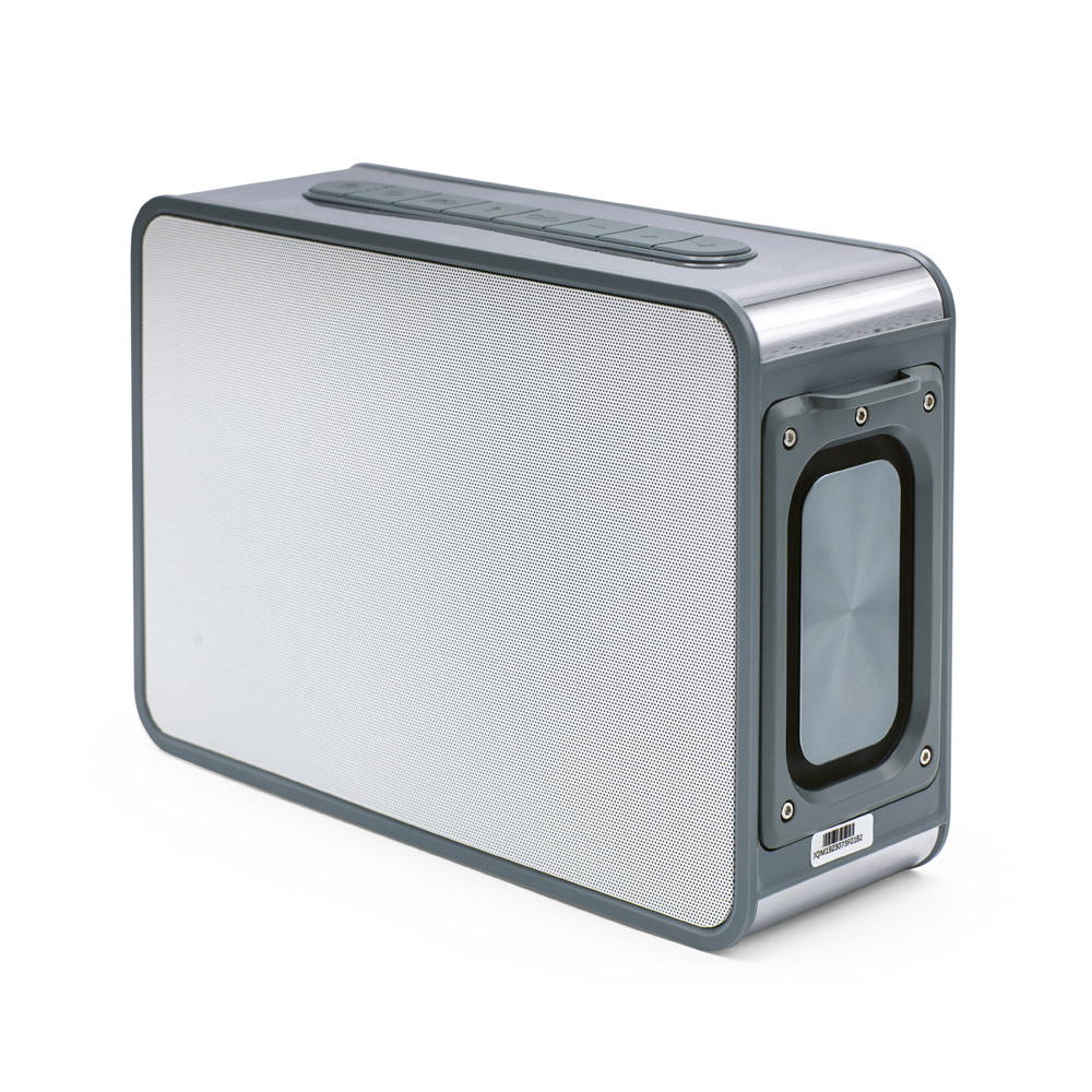 Caixa de som com microfone e autonomia de 7h (5'200 mAh), em ABS 100% reciclado