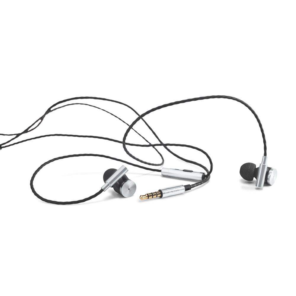 Fones de ouvido em metal e ABS