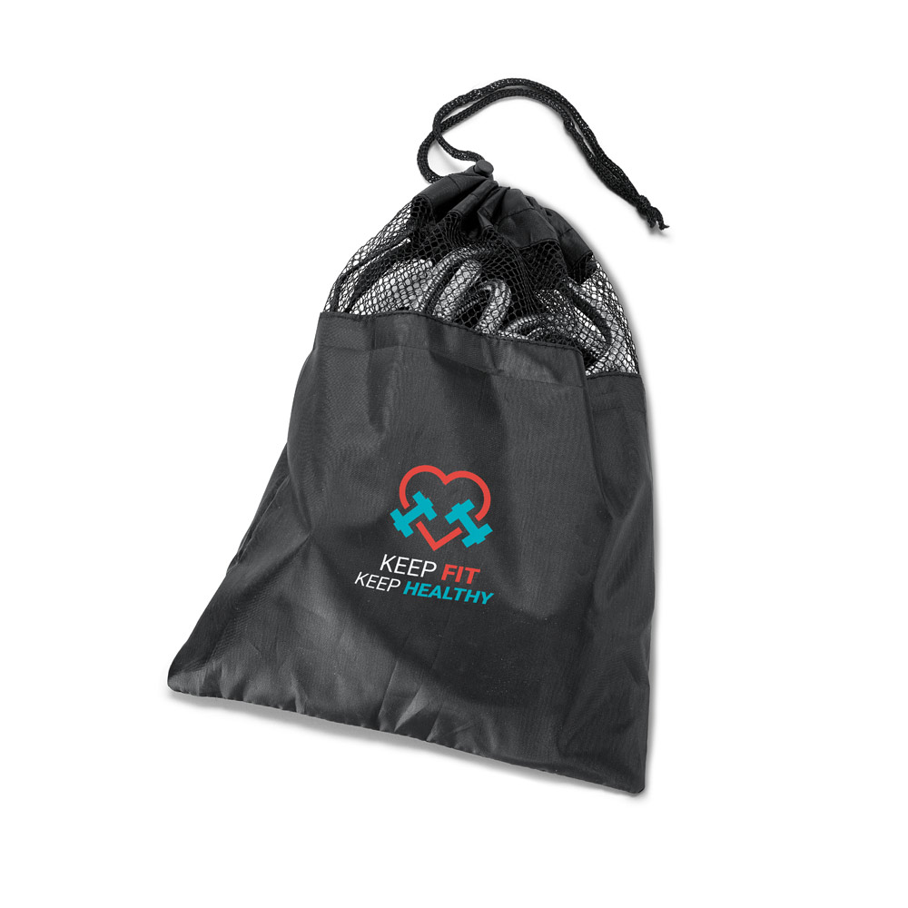 Conjunto fitness composto por elástico e corda de pular