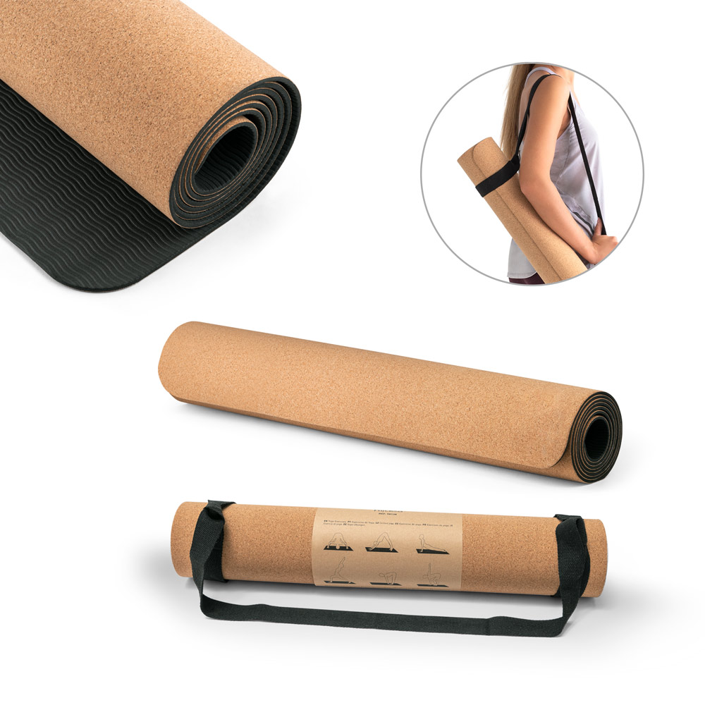 Tapete de exercício para yoga em cortiça e TPE