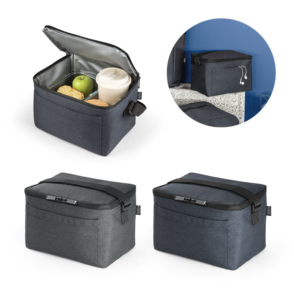 Bolsa térmica em 600D poliéster reciclado com interior forrado em PEVA 6 L