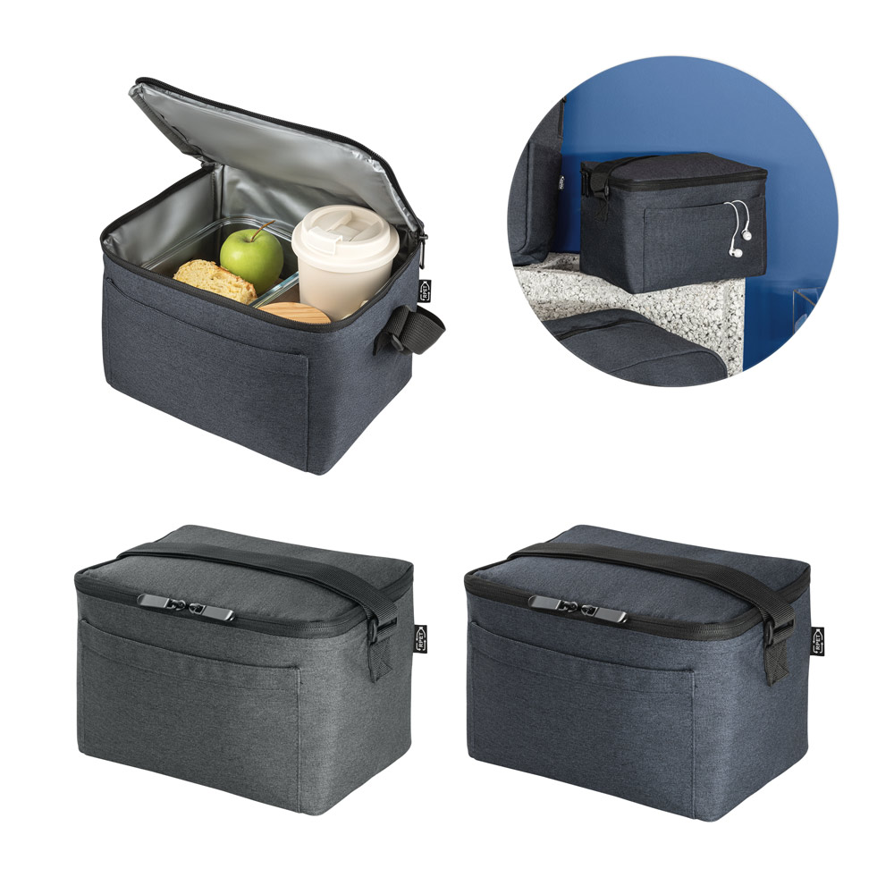 Bolsa térmica em 600D poliéster reciclado com interior forrado em PEVA 6 L