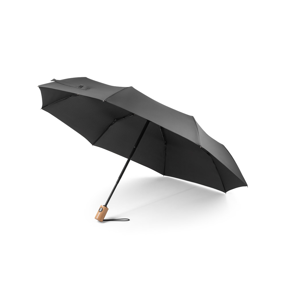 Guarda-chuva em 100% poliéster reciclado pongee 190T com abertura e fecho automático