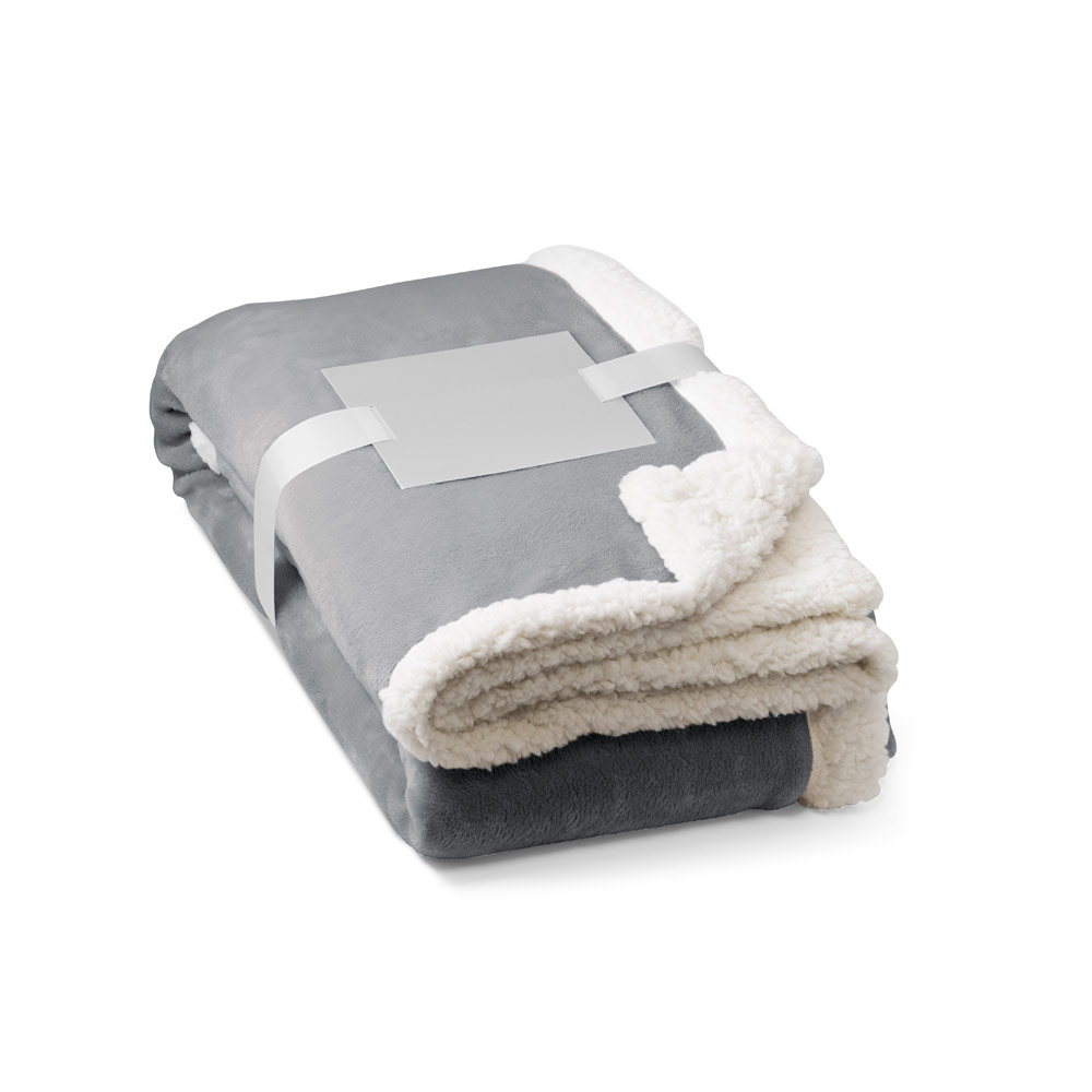 Manta reversível em tecido polar (190 g/m²) acetinado com forro sherpa (225 g/m²),