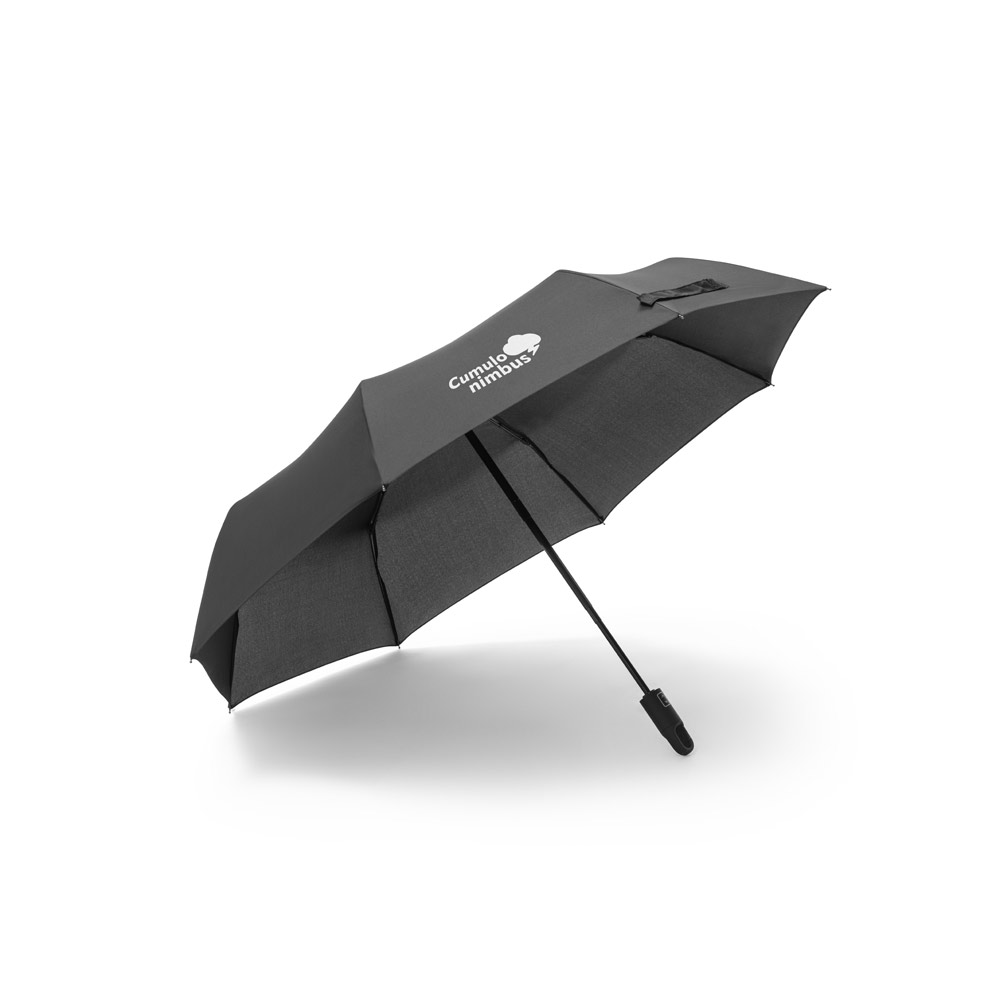 Guarda-chuva dobrável de 23'' em 100% poliéster reciclado pongee 190T (100% rPET) com abertura e fecho automático