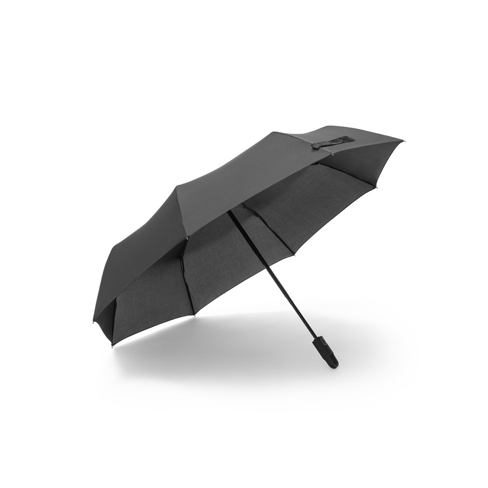 Guarda-chuva dobrável de 23'' em 100% poliéster reciclado pongee 190T (100% rPET) com abertura e fecho automático