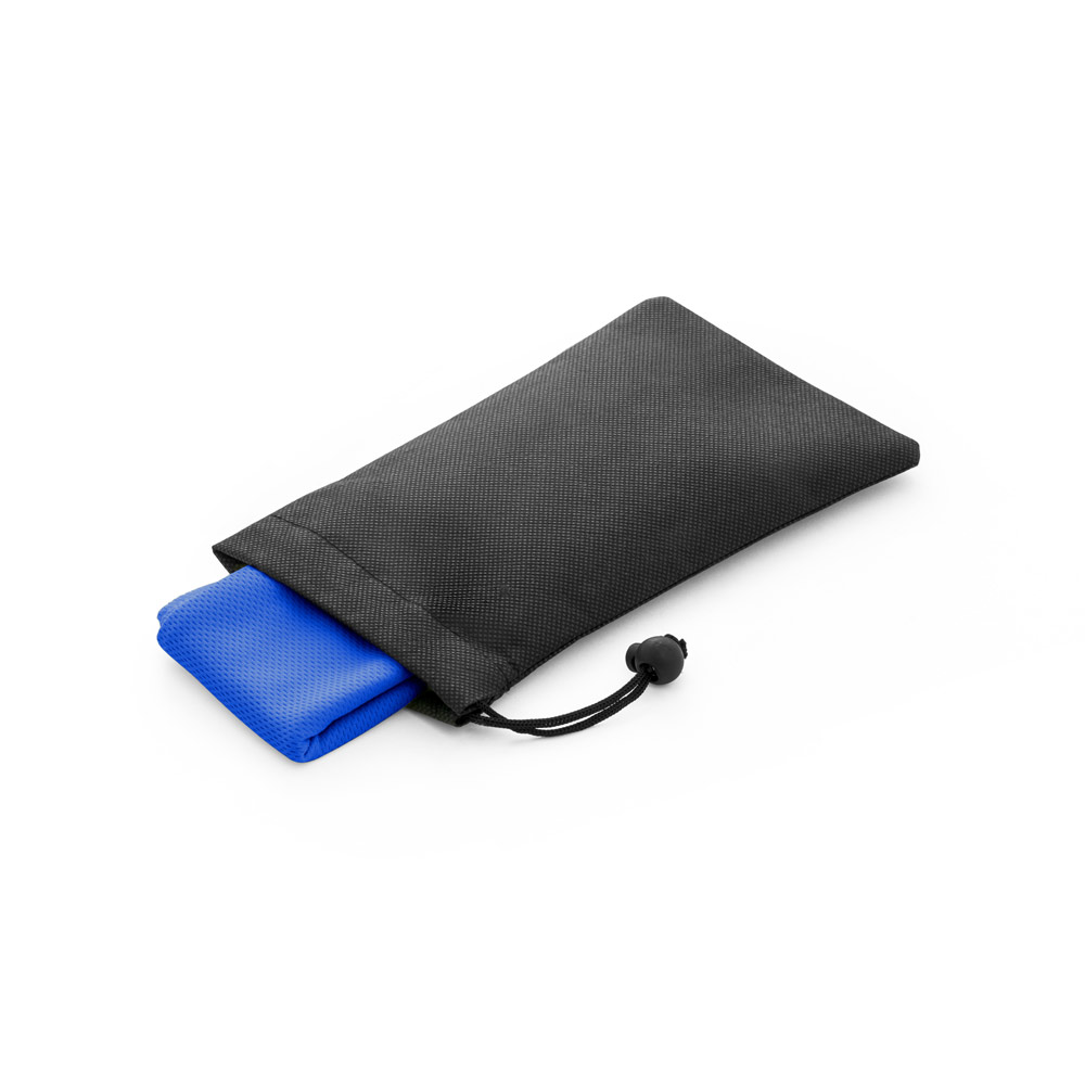 Toalha esportiva refrescante em poliéster 100% reciclado com bolsa em non-woven